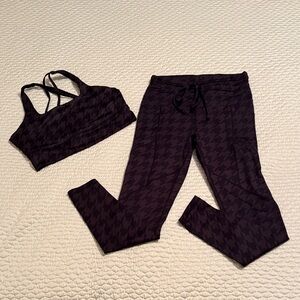 CVG Brown & Black Houndstooth Sports Bra and Leggings Set